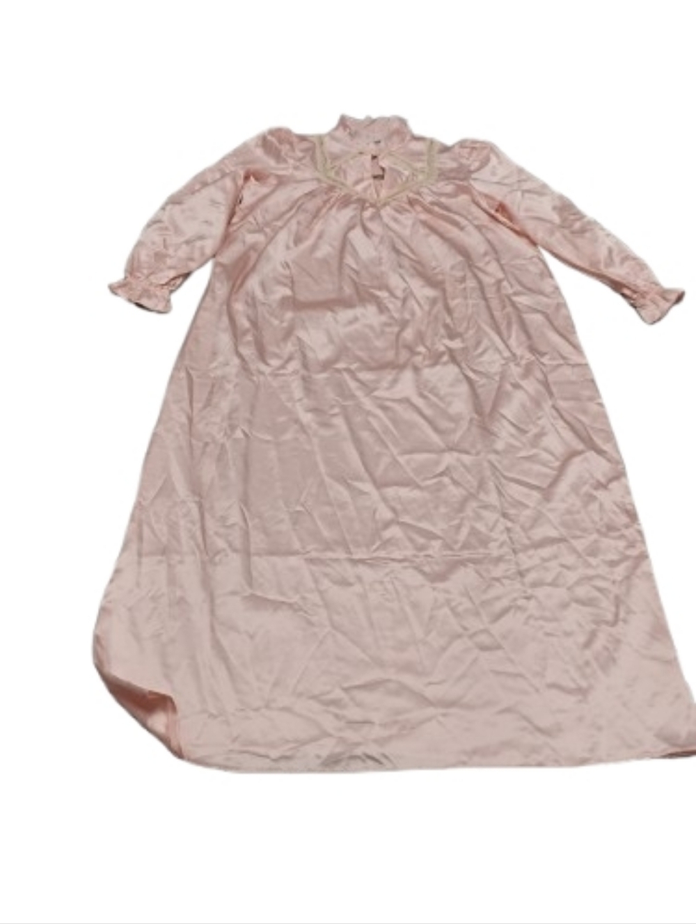 Soft Pink Long Nightgown with Delicate Yoke